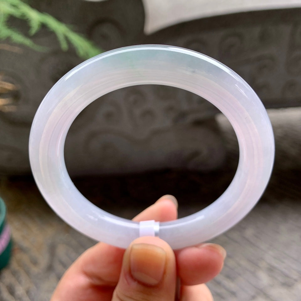 糯化淡粉底晴水圆条手镯（53.5mm）（yc016973）