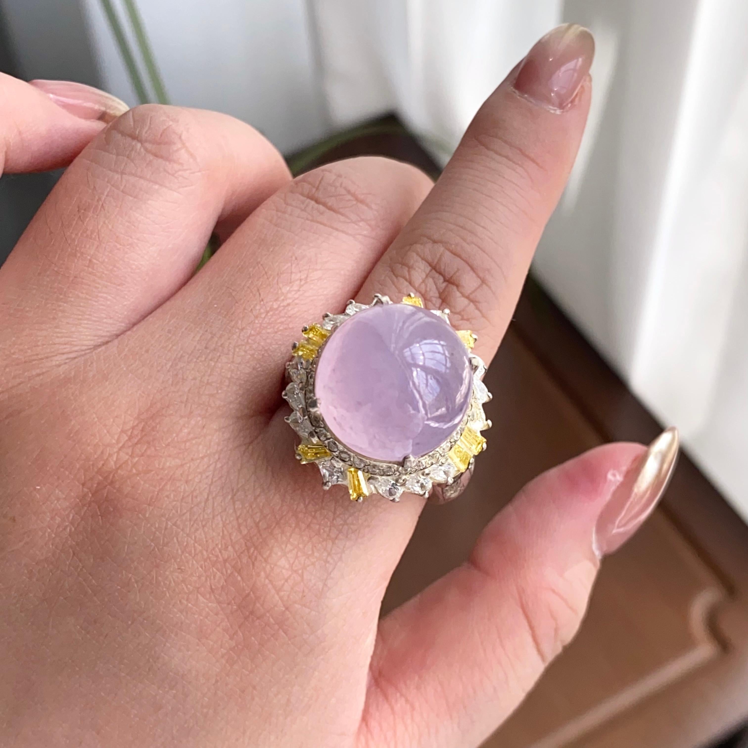 冰种粉春紫戒面裸石（yc258282）