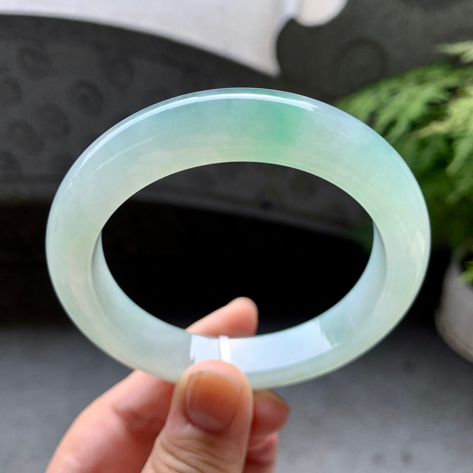 糯冰种飘花平安镯（59.4mm）（yc098115）