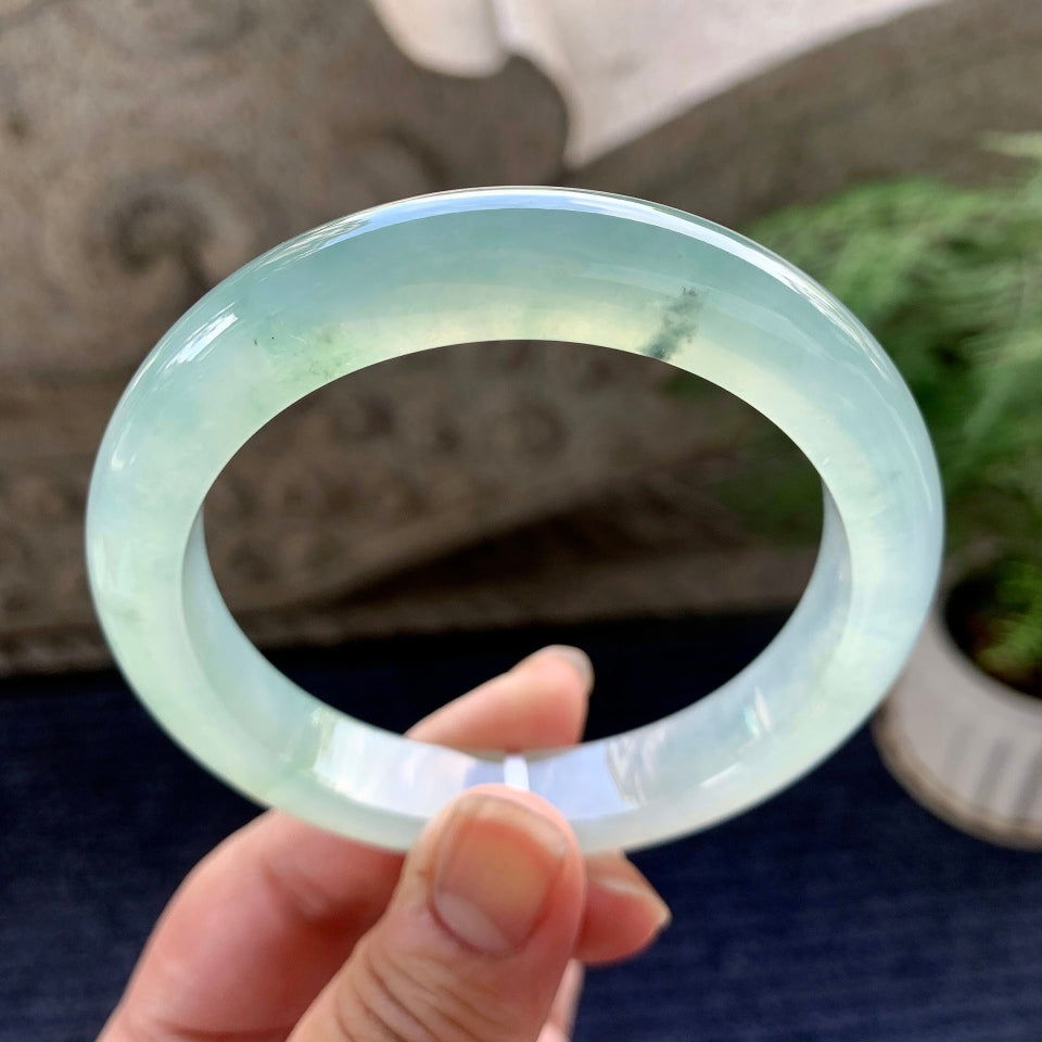 糯冰种晴水飘花平安镯（59.3mm）（yc090505）