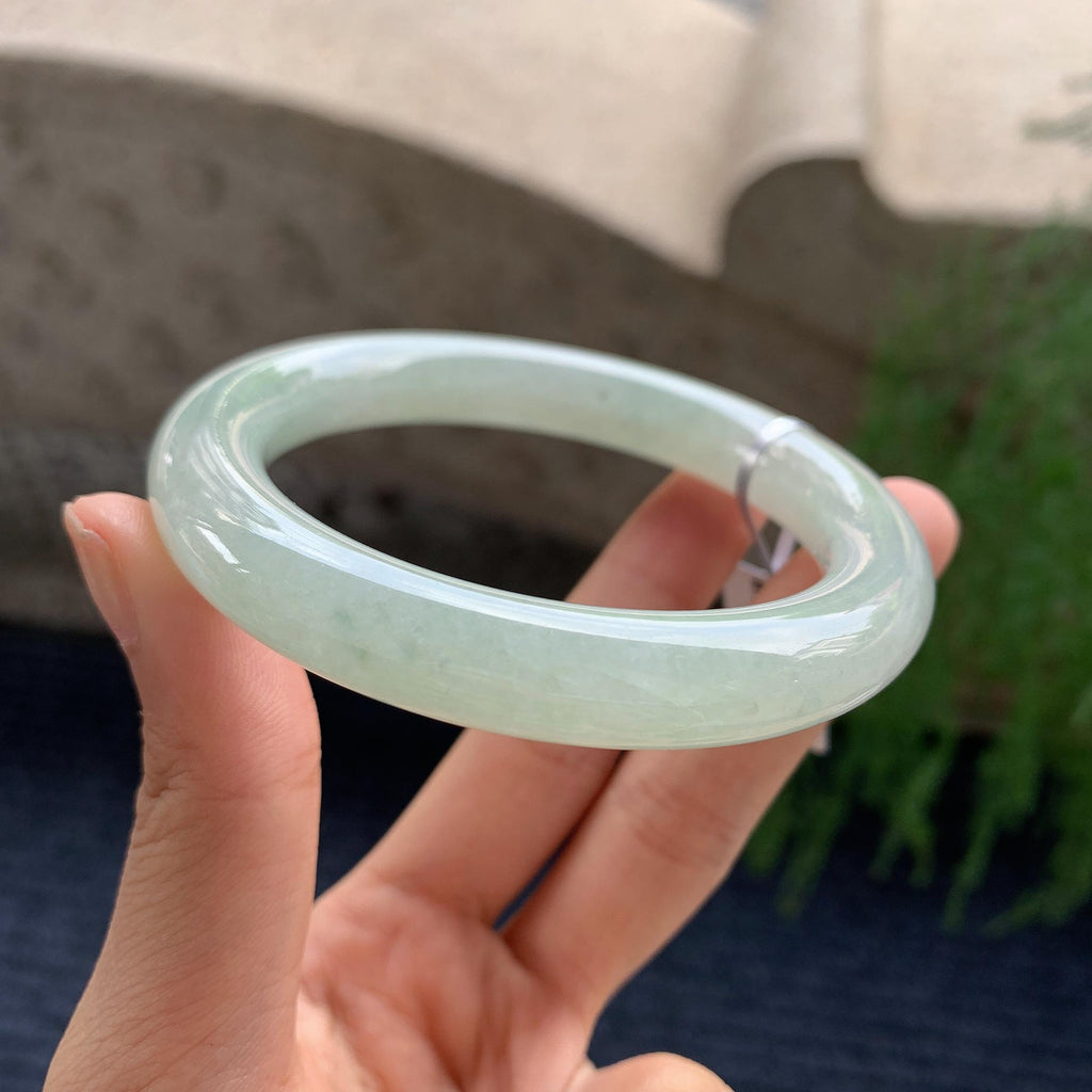 细糯种晴水绿圆条手镯 56.5圈（yc709334）