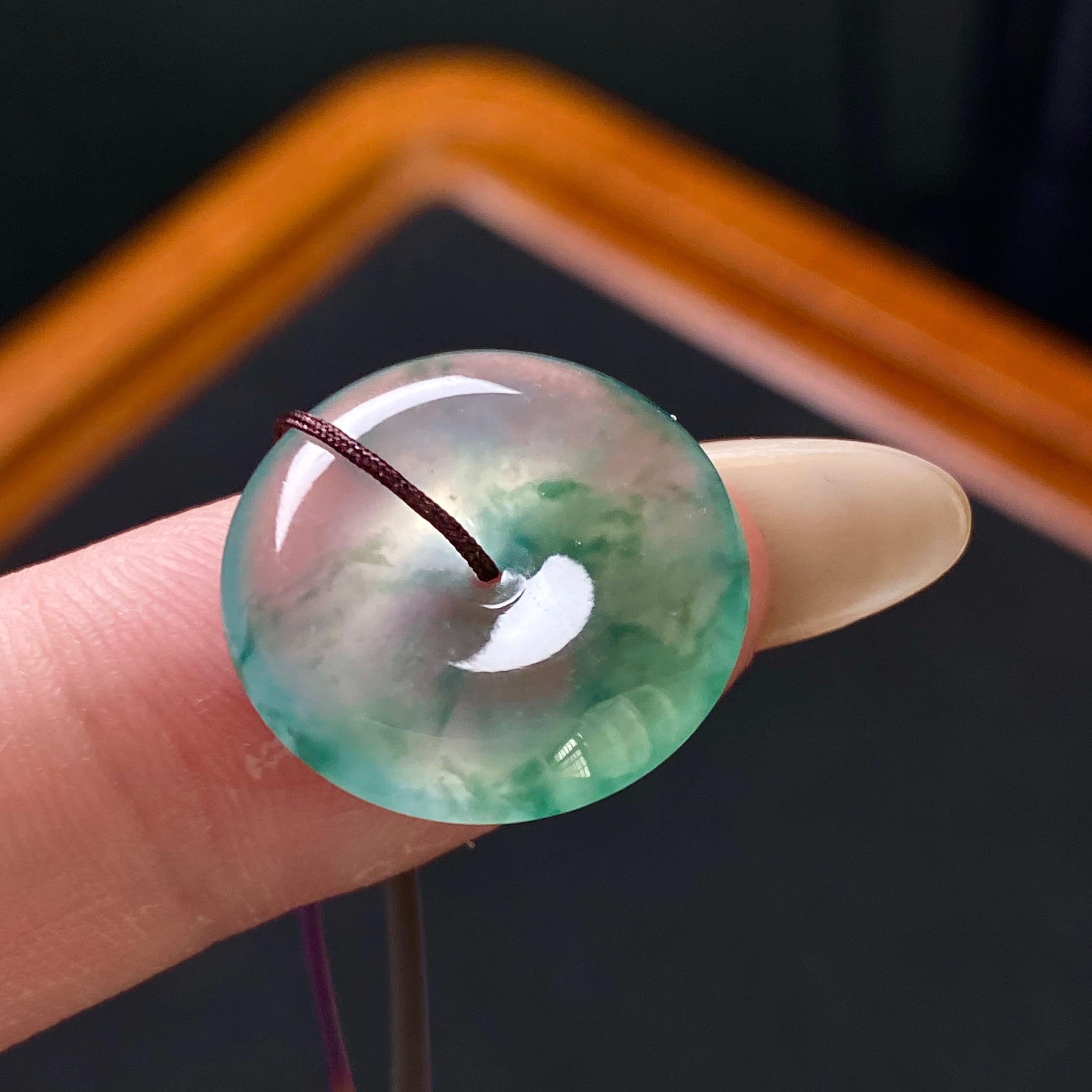 高冰种飘花平安扣吊坠（yc202317）