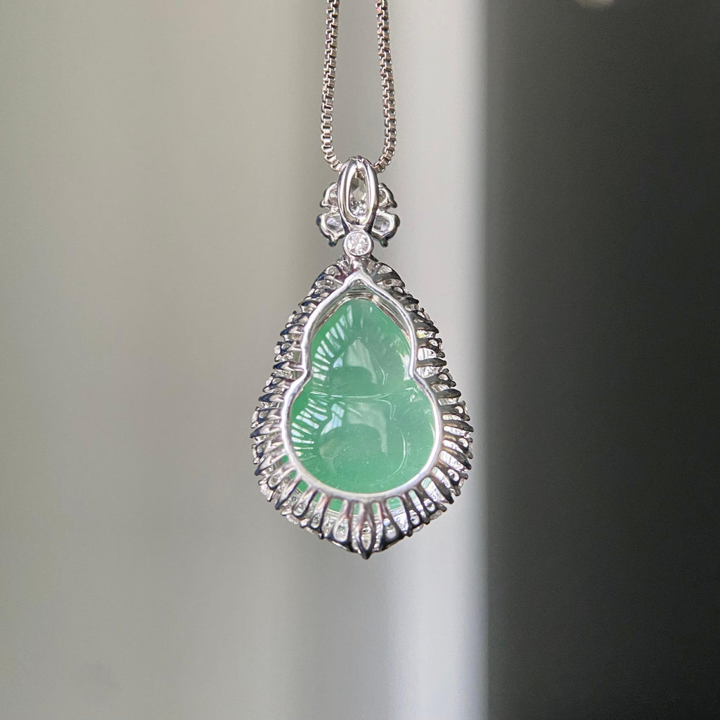 18k金钻镶冰种晴底葫芦吊坠（yc219254）