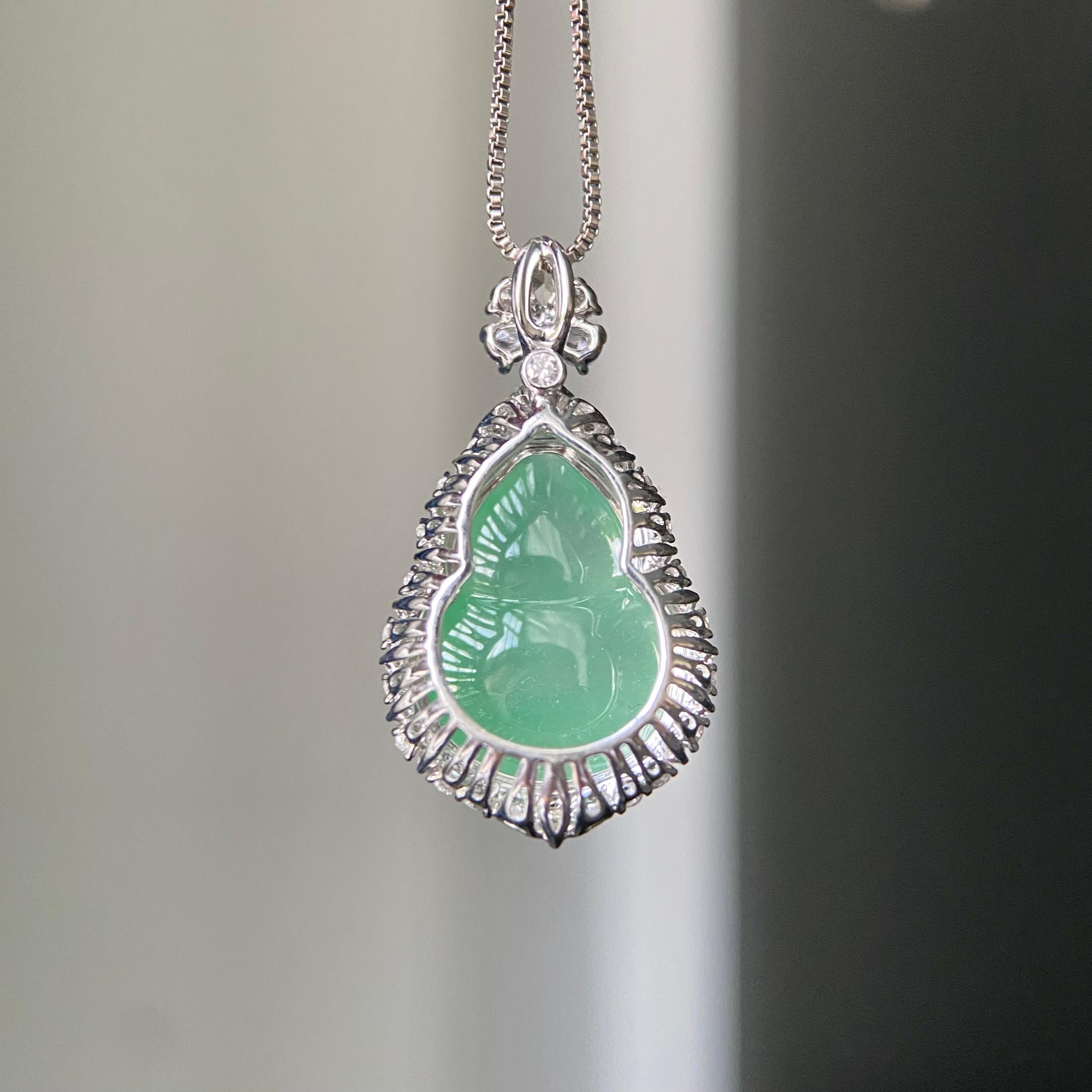 18k金钻镶冰种晴底葫芦吊坠（yc219254）