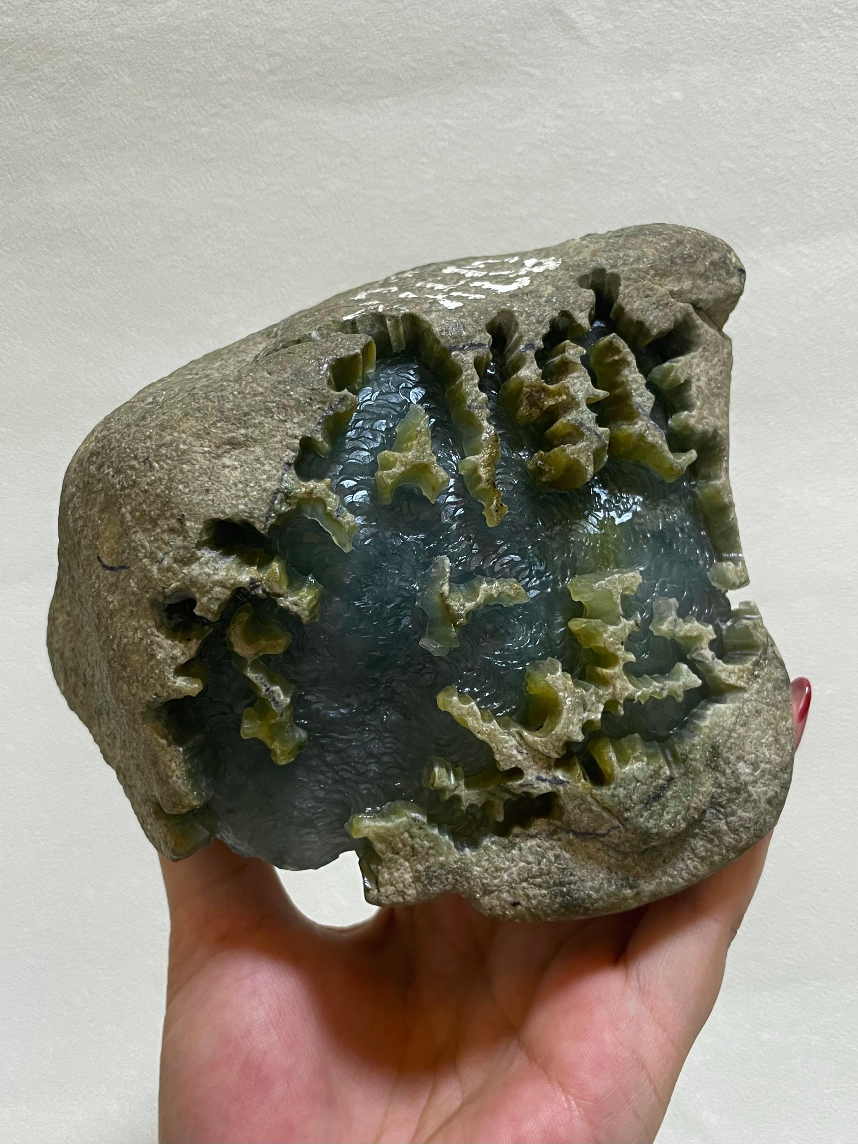 老坑莫西沙冰种蓝飘花开窗料（yc337324）