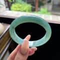 小圈口 细糯种油青色湖水绿正圈平安镯 52圈 天然缅甸A货翡翠（yc693162）