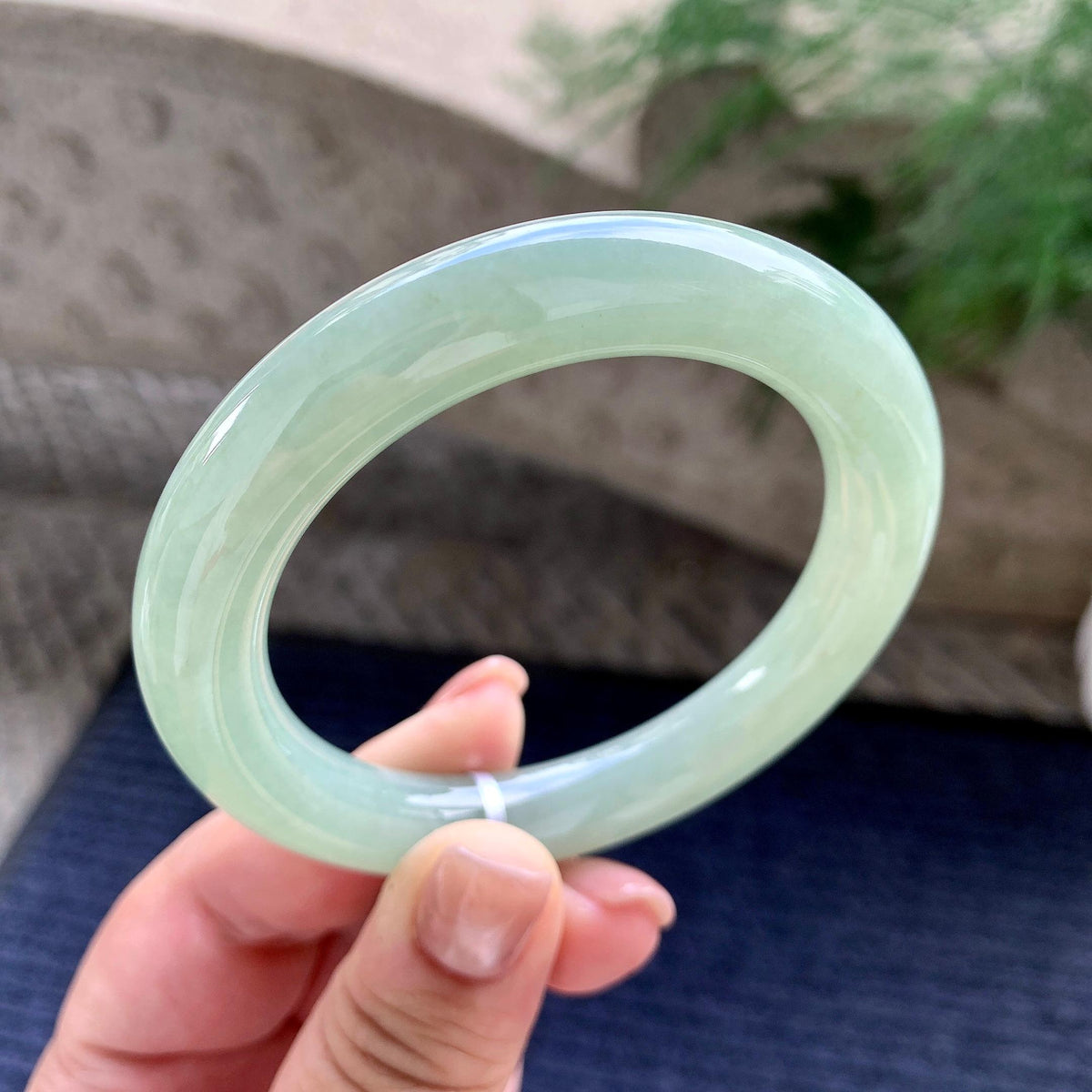 细糯种晴底洒金圆条手镯 56圈口 天然缅甸A货翡翠（yc701211）