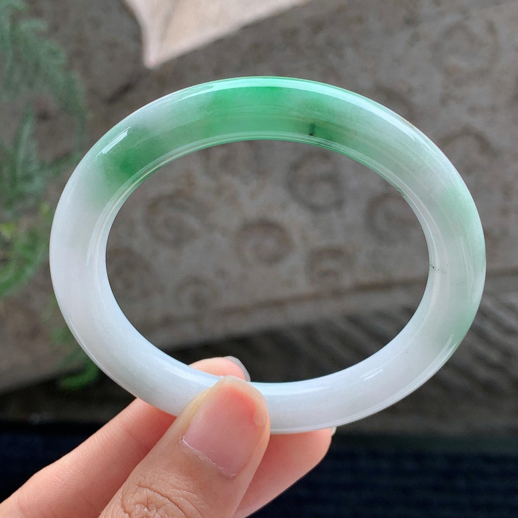 细糯种 白底青圆条手镯 53.3圈 （yc696338）