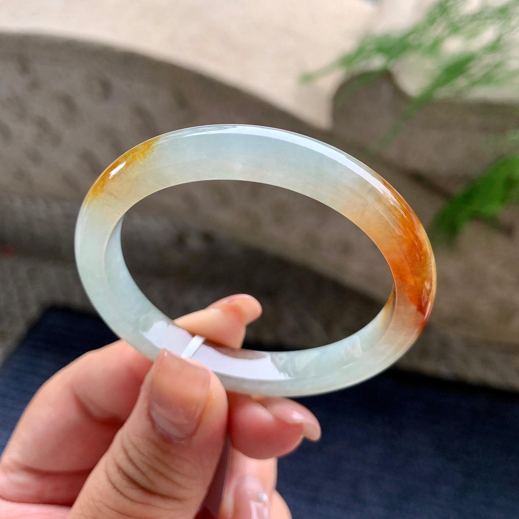 小圈口 糯冰种淡晴底红翡贵妃手镯 50.5圈口 天然缅甸A货翡翠（yc699670）