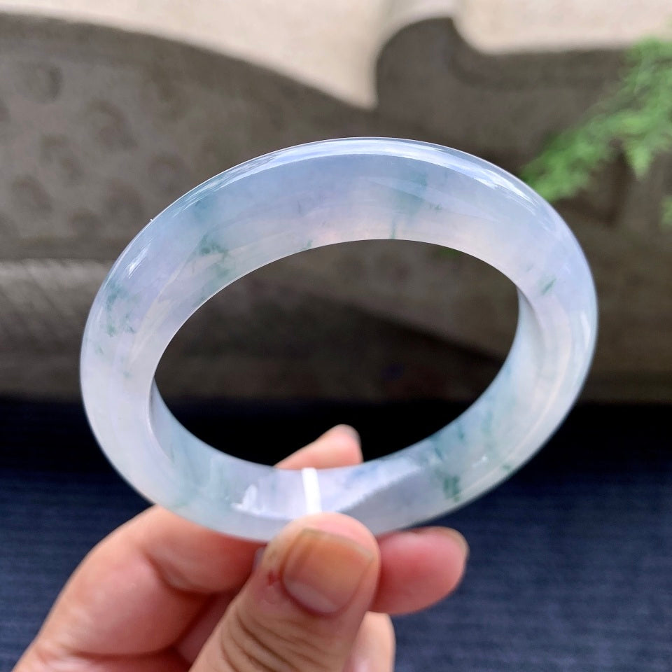 糯冰种紫罗兰飘花平安镯（55mm）（yc169970）