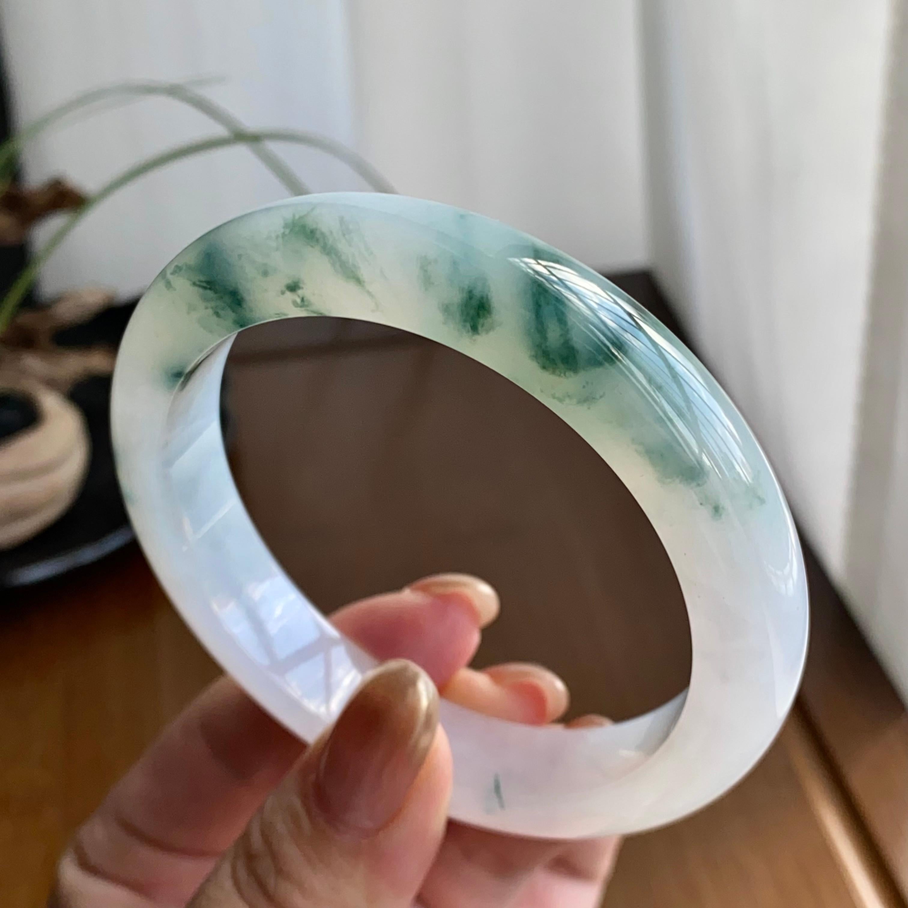 糯冰种飘花平安镯（59圈）（yc258946）