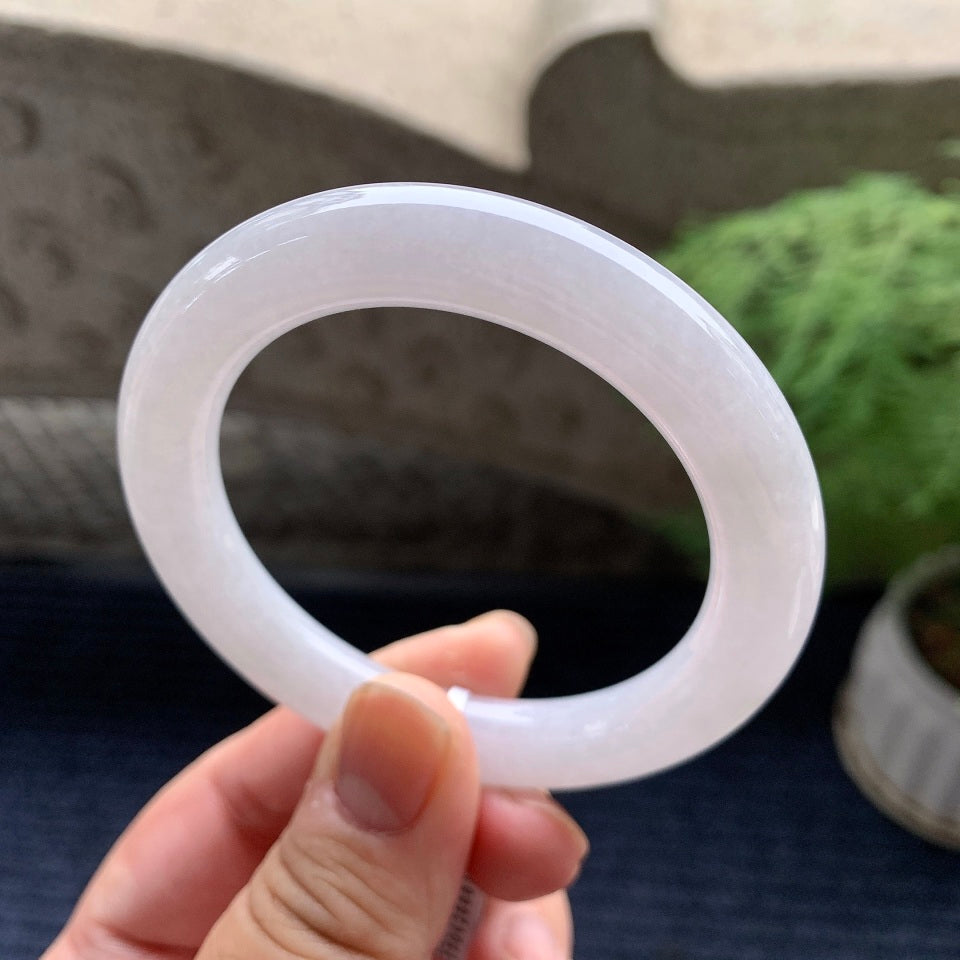 糯种无色圆条手镯（52.5mm）（yc093429）