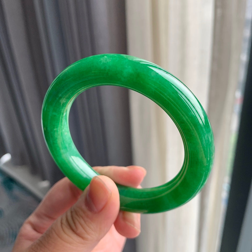 细糯种满绿圆条手镯（55mm）（yc093328）