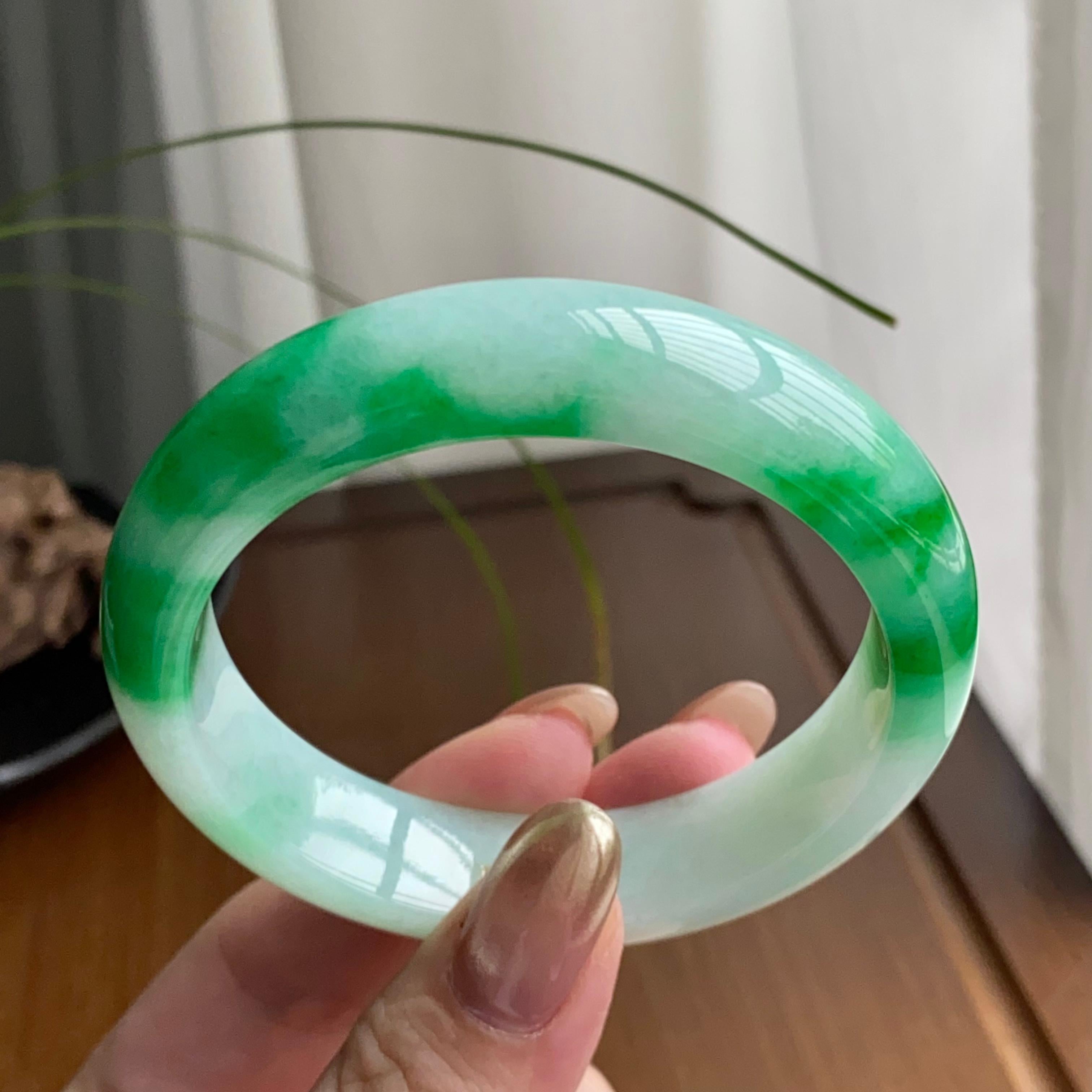 细糯种白底青平安镯（55圈）（yc259469）