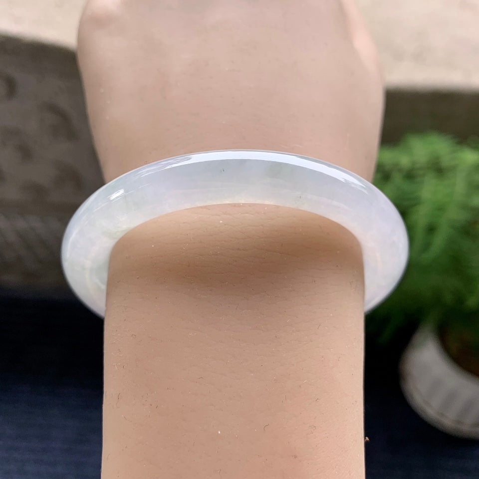 糯冰种无色圆条手镯（52.4mm）（yc082611）