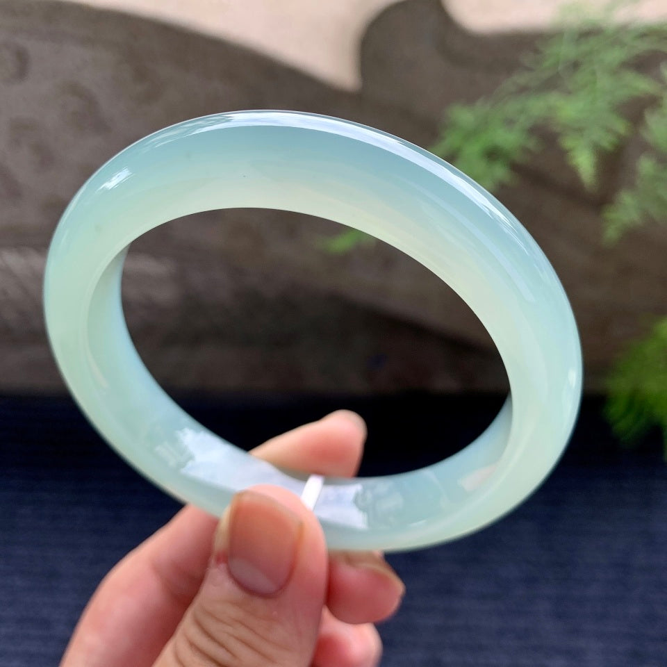 糯冰种蓝晴水平安镯（57.8mm）（yc169984）