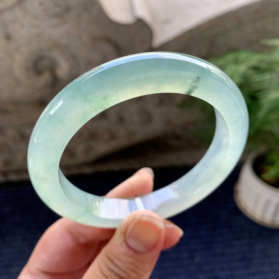 糯冰种晴水飘花平安镯（59.3mm）（yc090505）