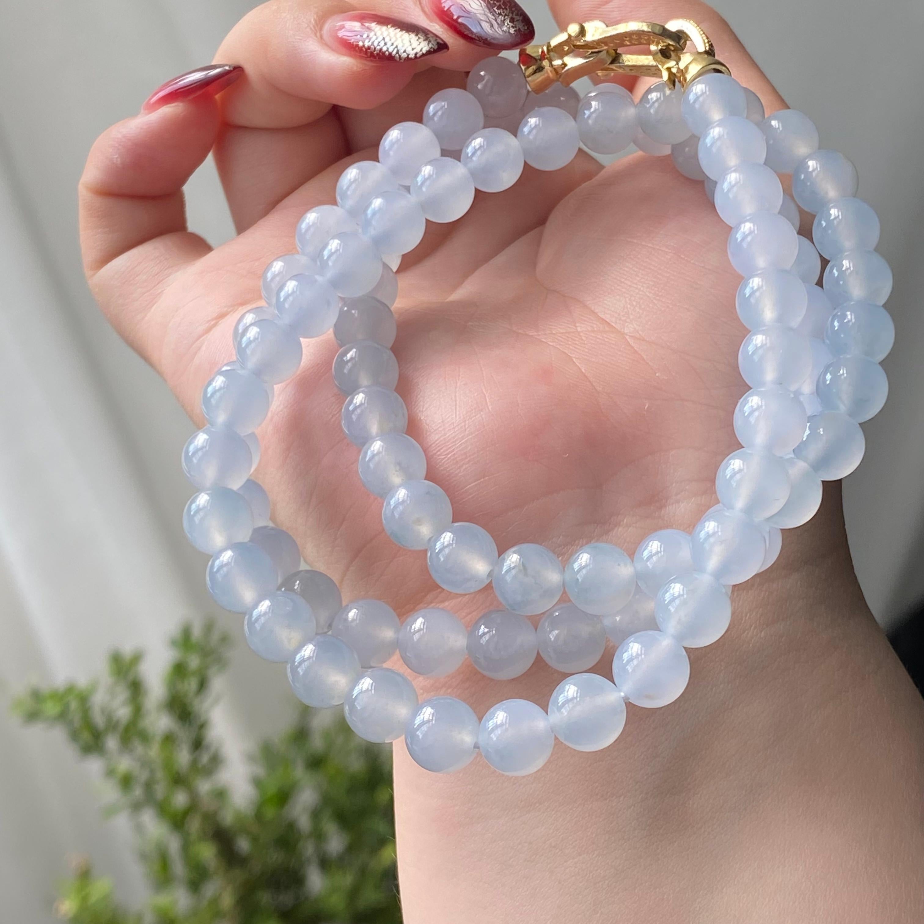 冰种蓝紫底珠链（84颗）（yc213178）