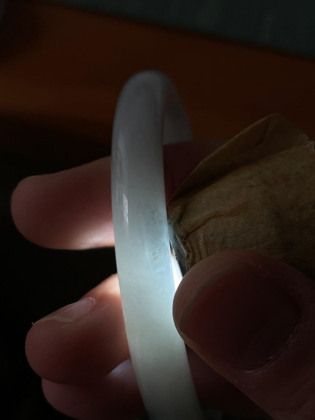 细糯种晴底半山水圆条手镯 56圈口 天然缅甸A货翡翠（yc534473）