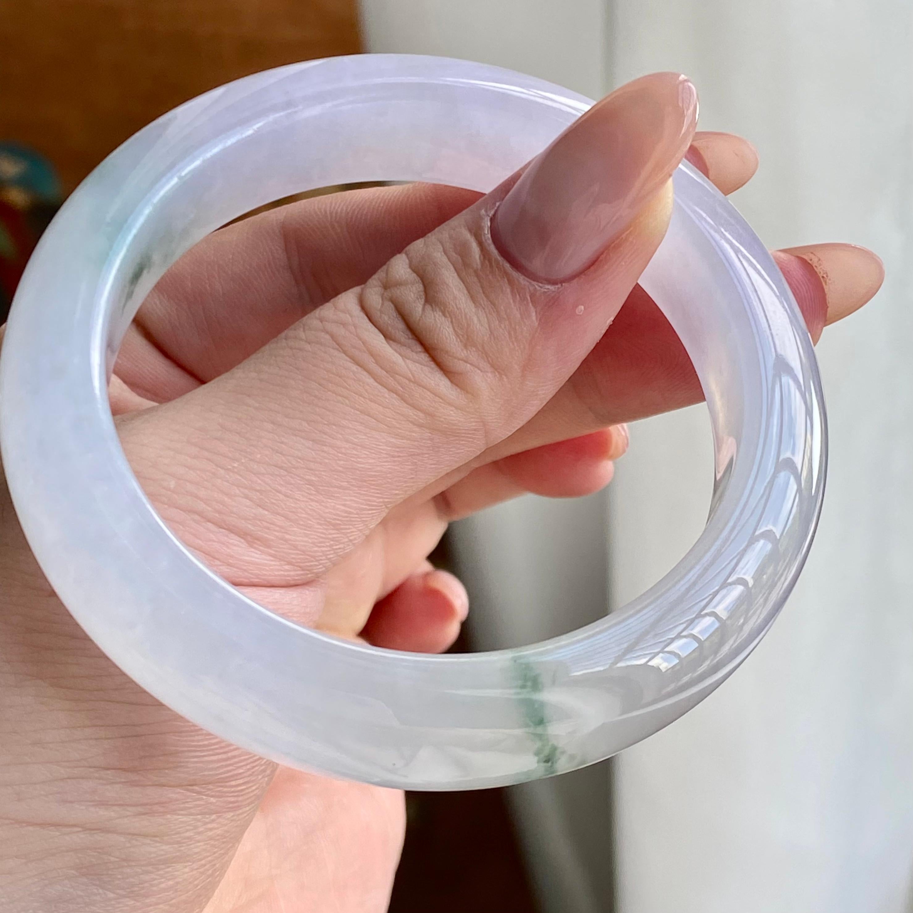 冰种淡春彩飘花平安镯（53圈）（yc228987）