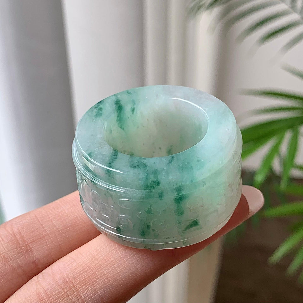 糯种飘花板戒 天然A货缅甸翡翠（yc693131）