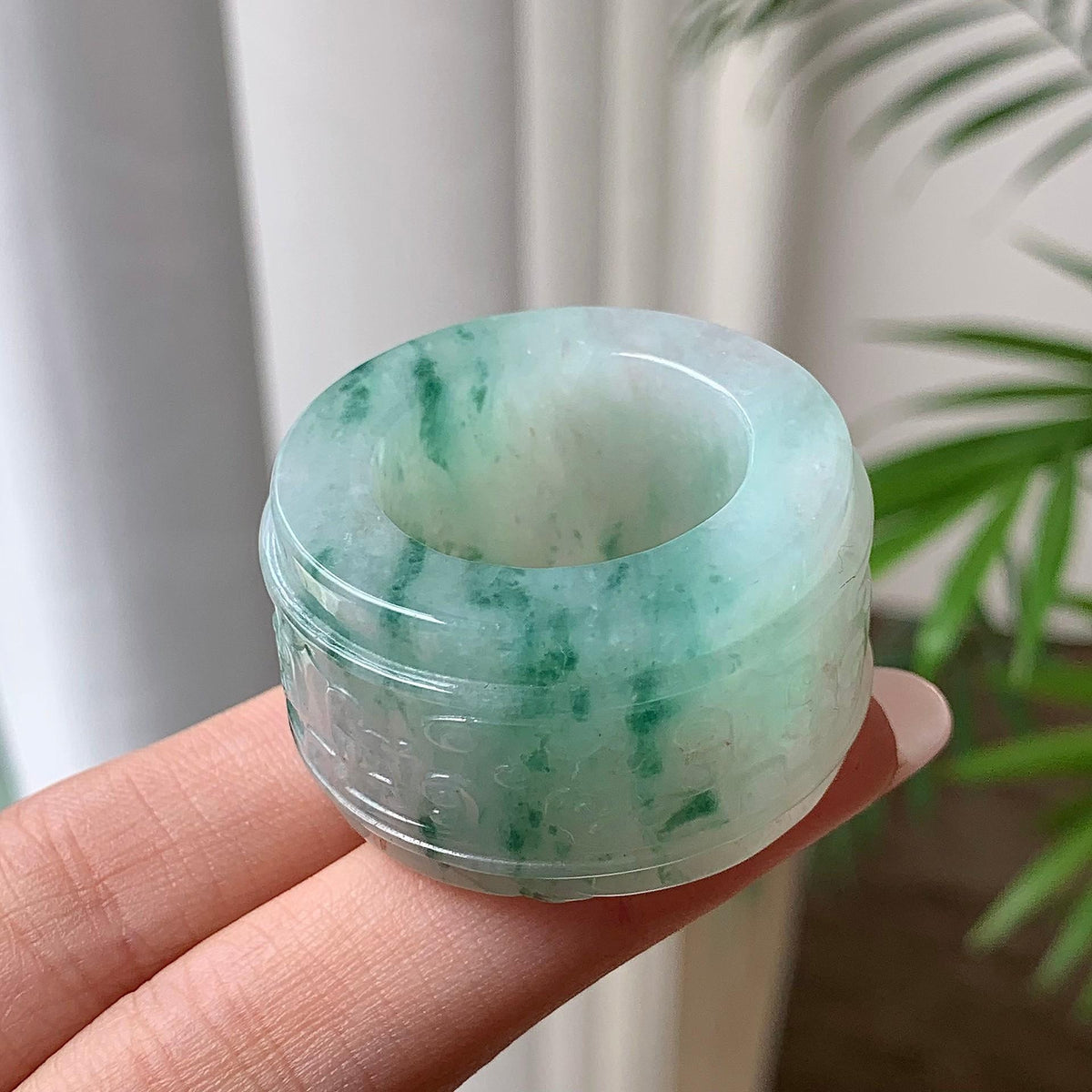 糯种飘花板戒 天然A货缅甸翡翠（yc693131）