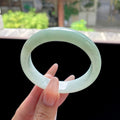 细糯种晴绿底正圈平安镯 55圈 天然缅甸A货翡翠（yc524202）
