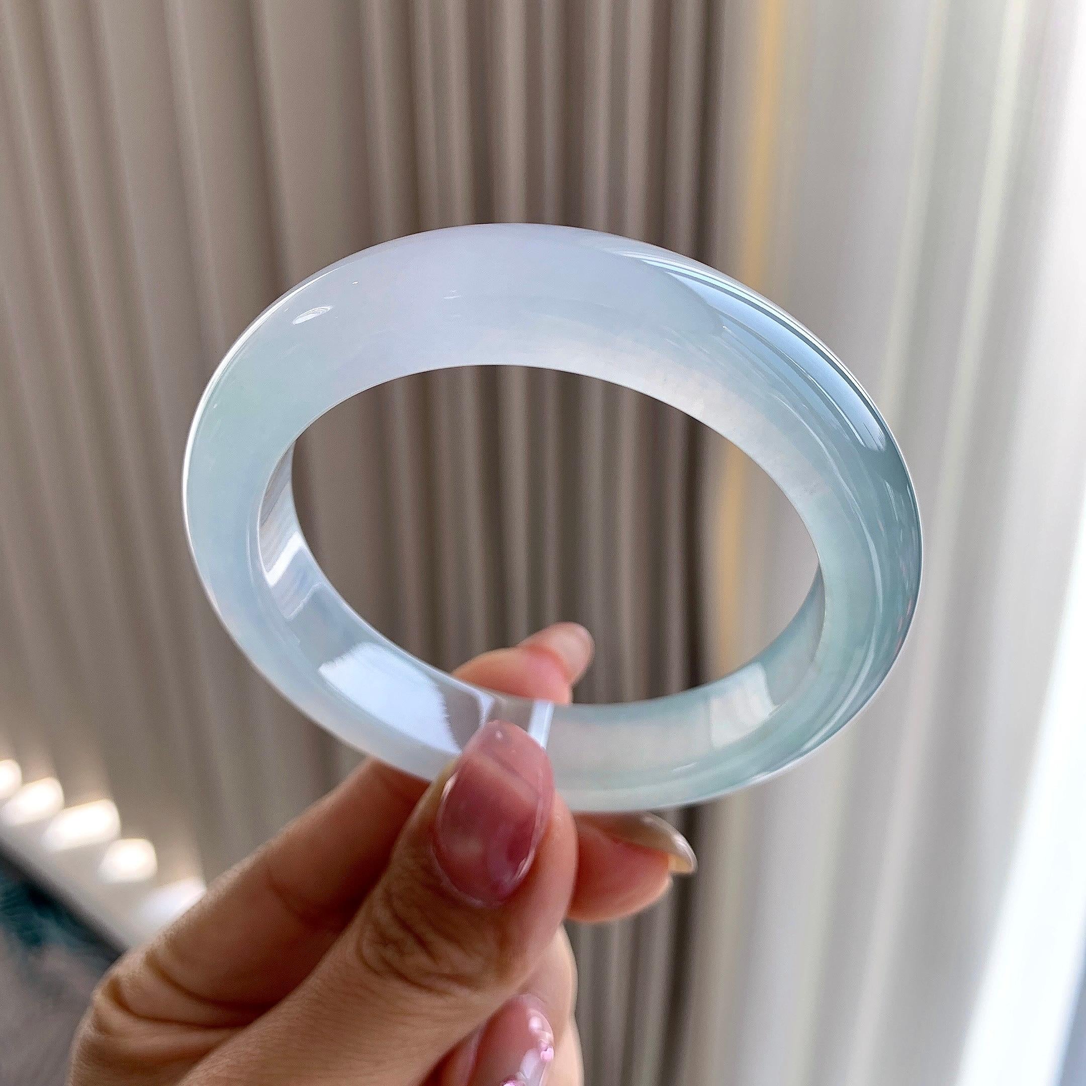 冰种蓝水平安镯（54mm）（yc283765）