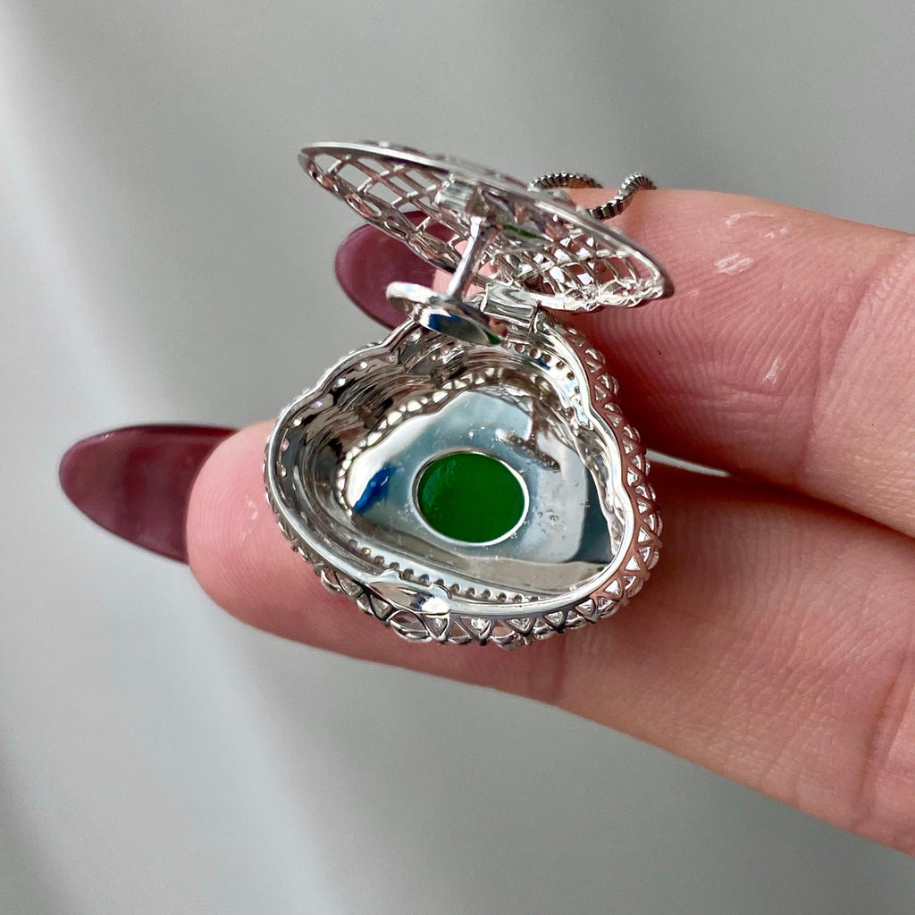 18k金钻镶冰种满绿佛公吊坠（yc204857）