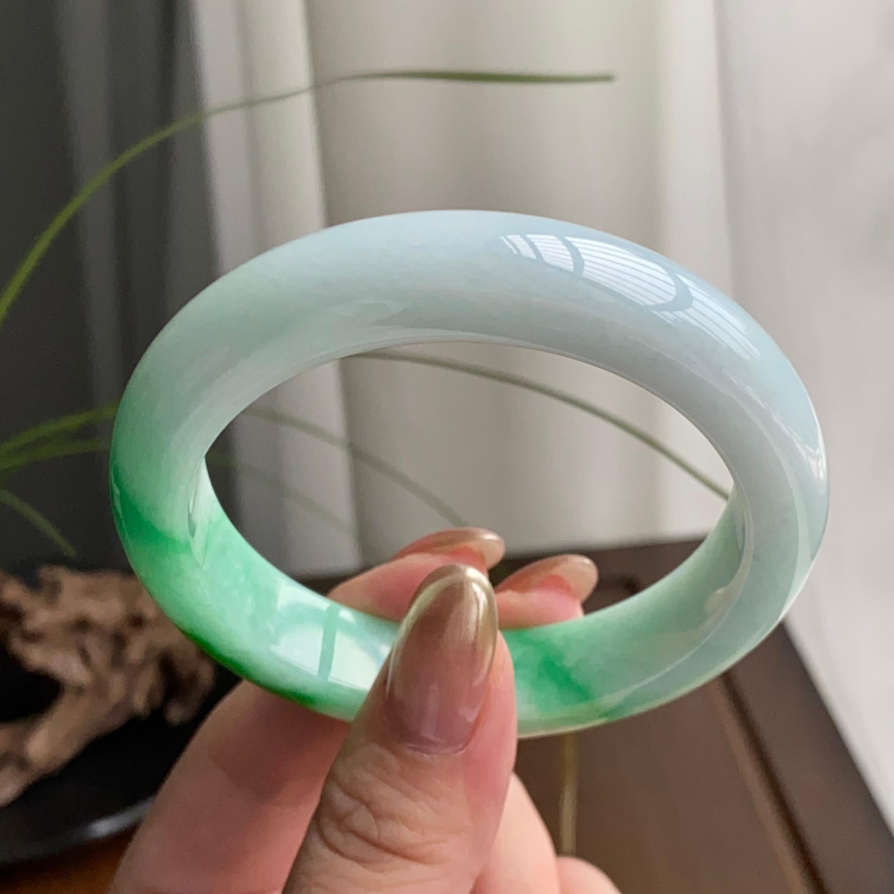 细糯种白底青平安镯（56圈）（yc259454）