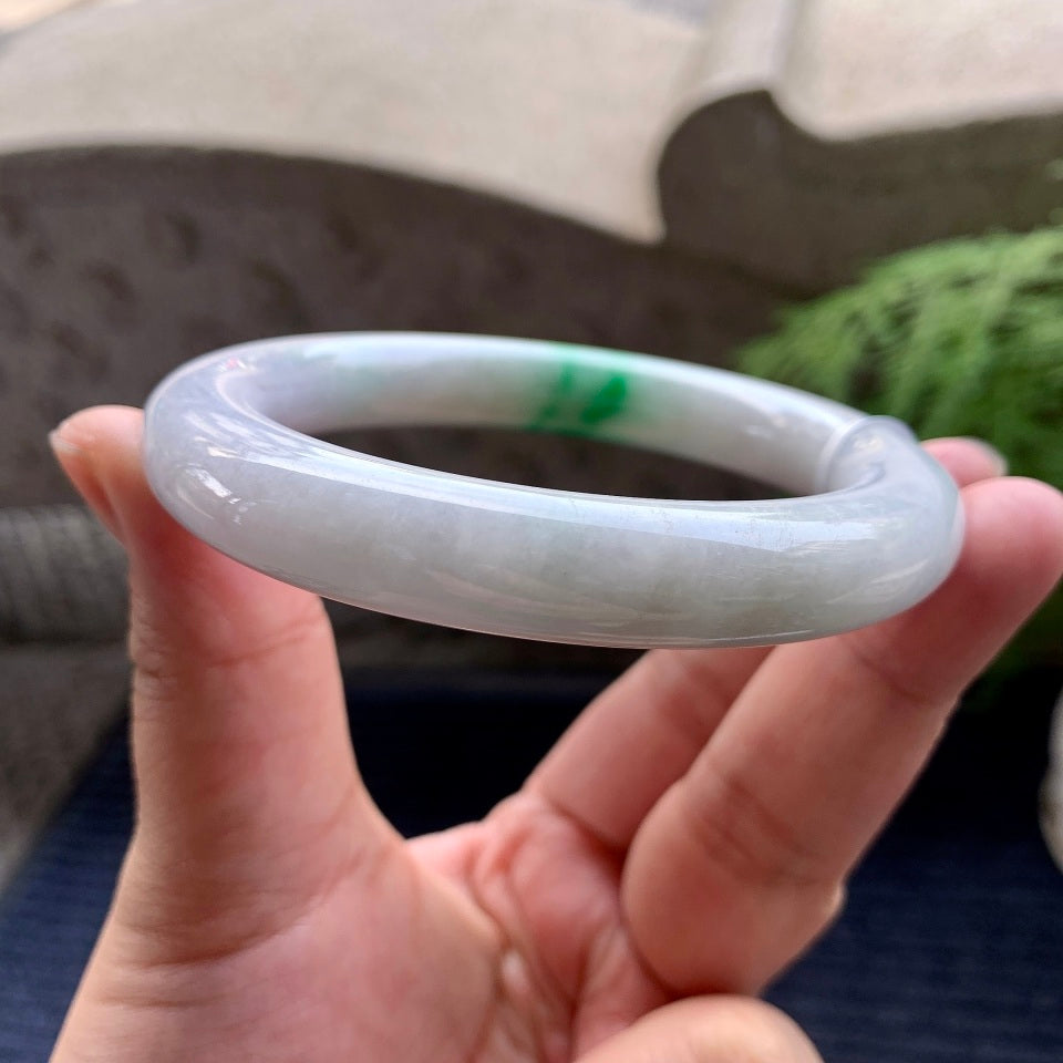 糯种白底青圆条手镯（59.8mm）（yc093308）