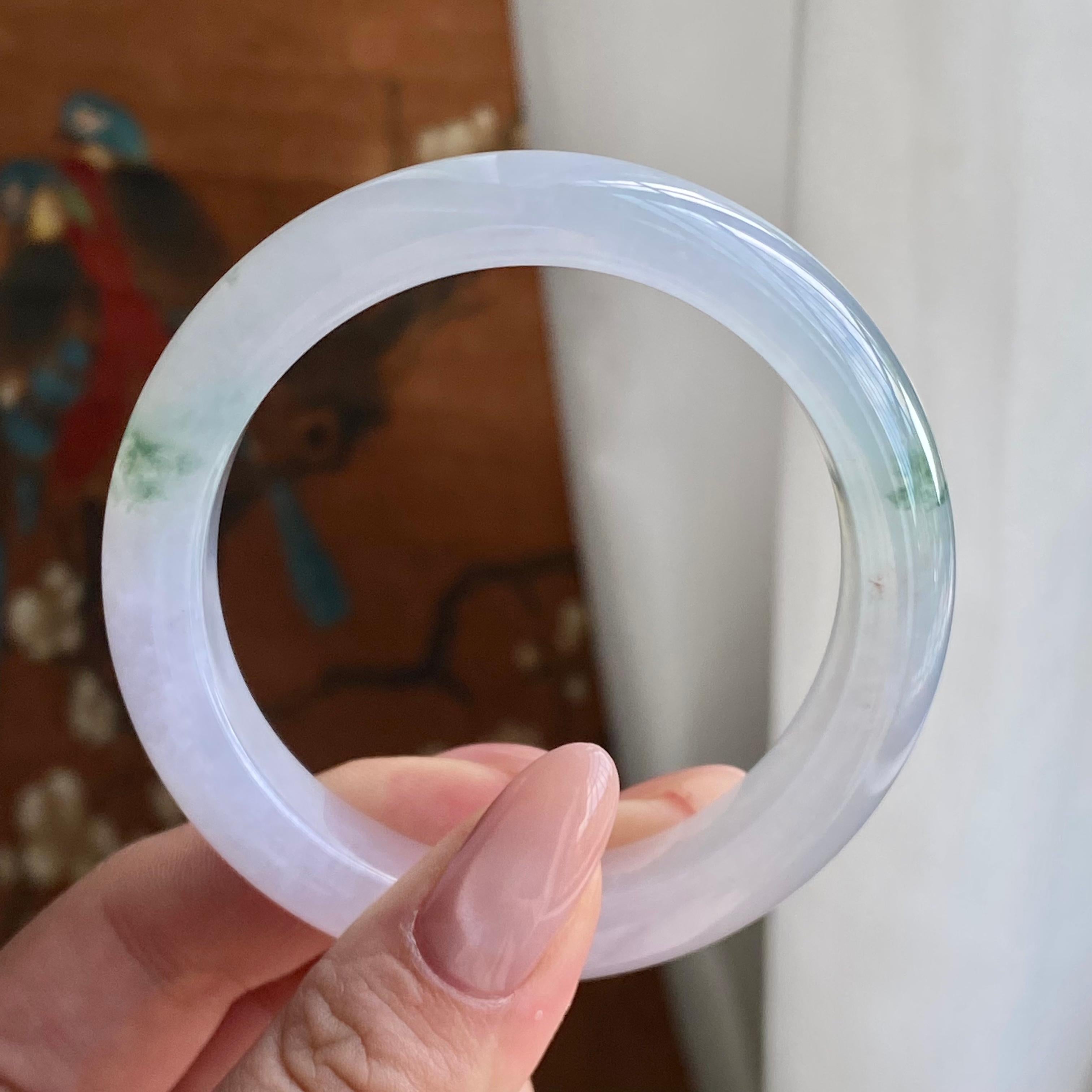 冰种淡春彩飘花平安镯（53圈）（yc228987）