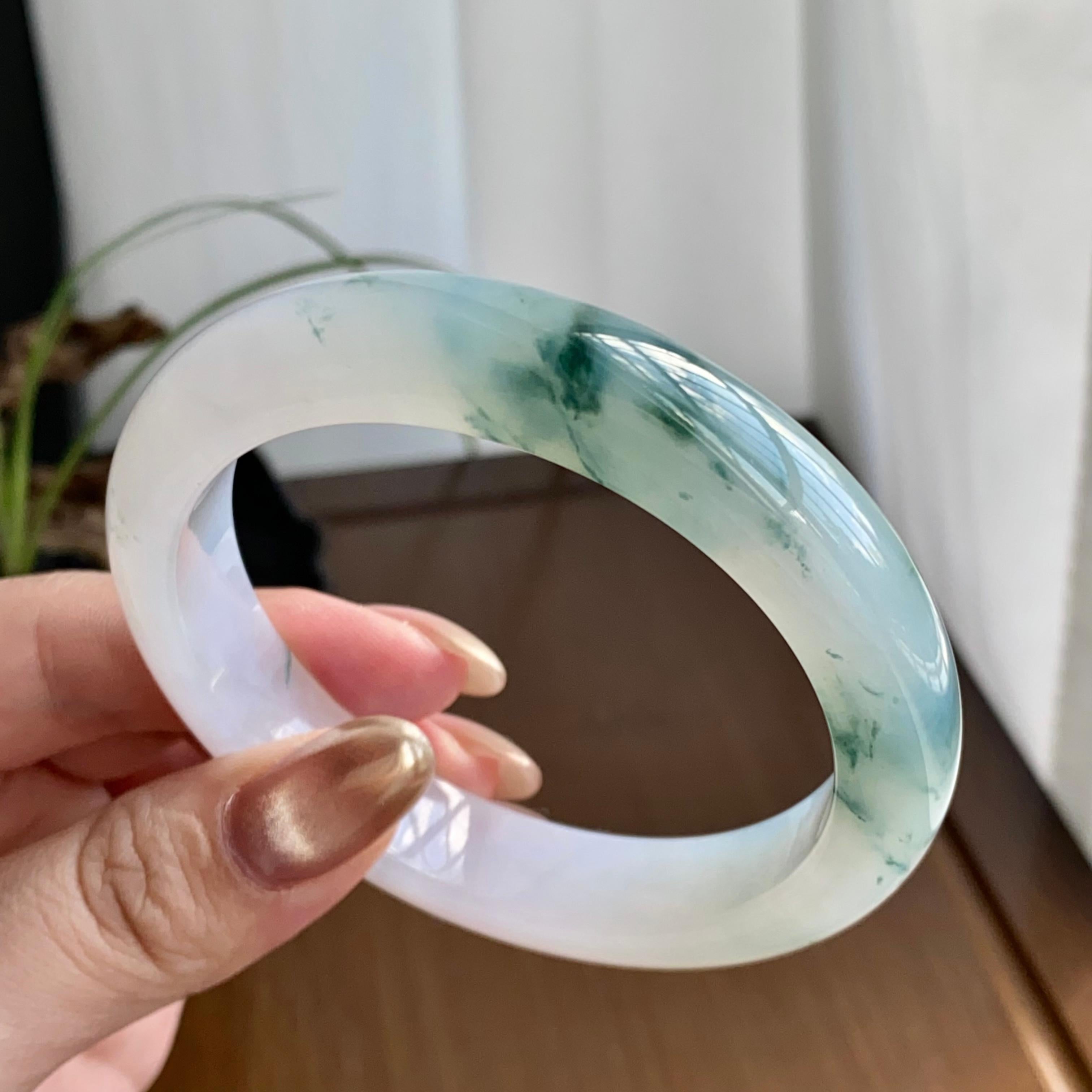 糯冰种飘花平安镯（59圈）（yc258946）