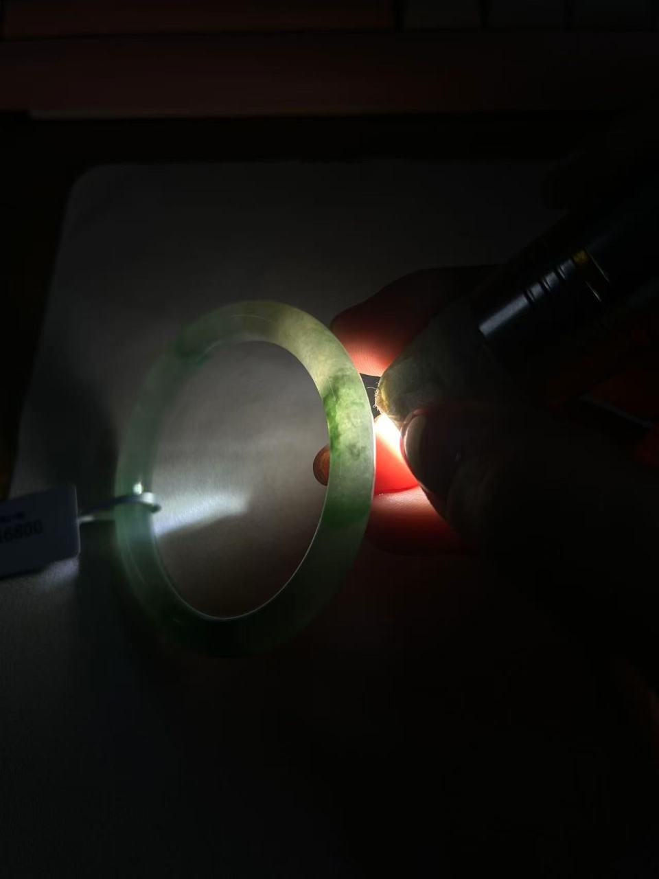 糯冰种飘绿圆条手镯（51mm）（yc117990）