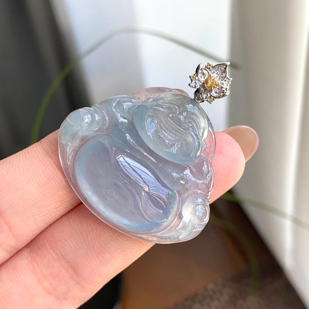 18k金钻镶冰种蓝紫底佛公吊坠（yc263899）