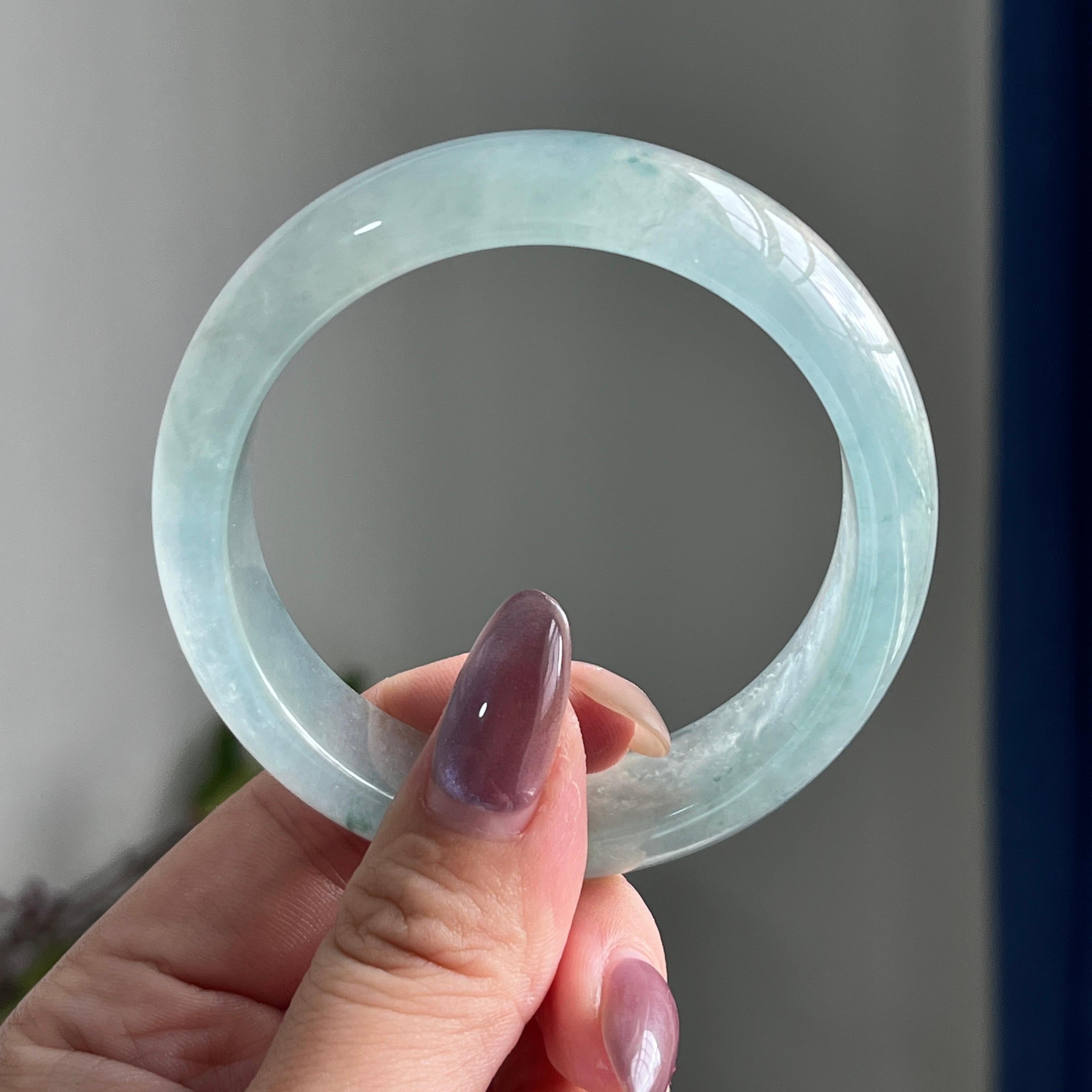 冰种飘花宽版轮胎镯（55圈）（yc197809）