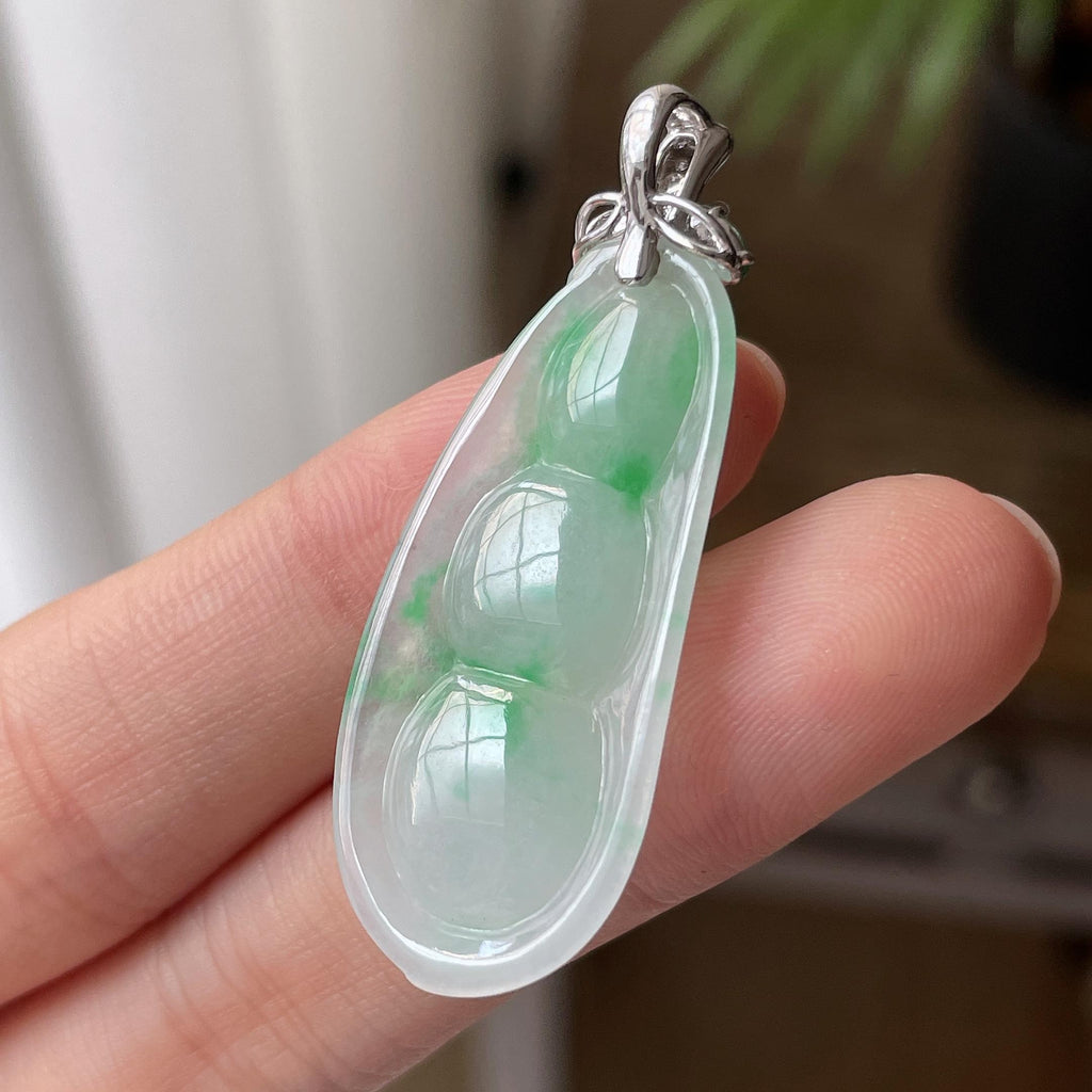 18K金镶细糯种飘花福豆吊坠（yc717263）