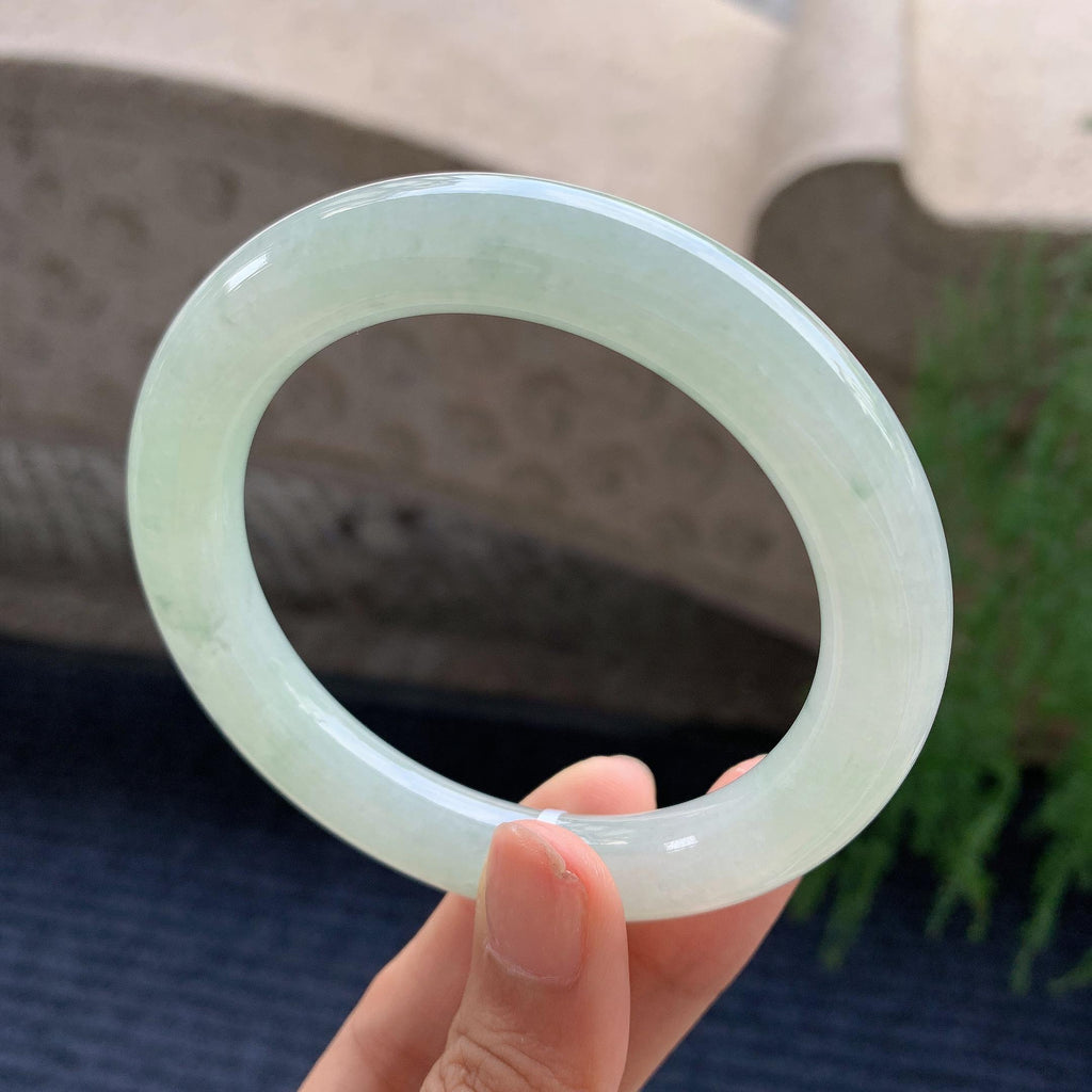 细糯种晴水绿圆条手镯 56.5圈（yc709334）