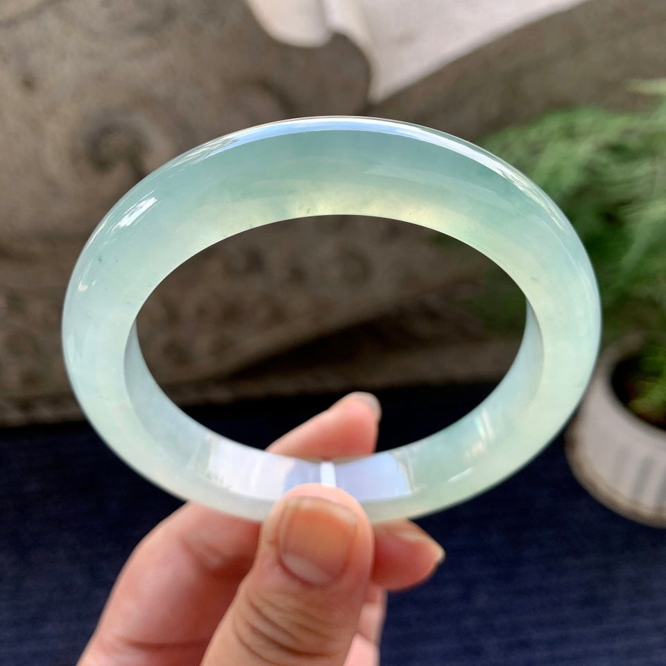 糯冰种晴水飘花平安镯（59.3mm）（yc090505）