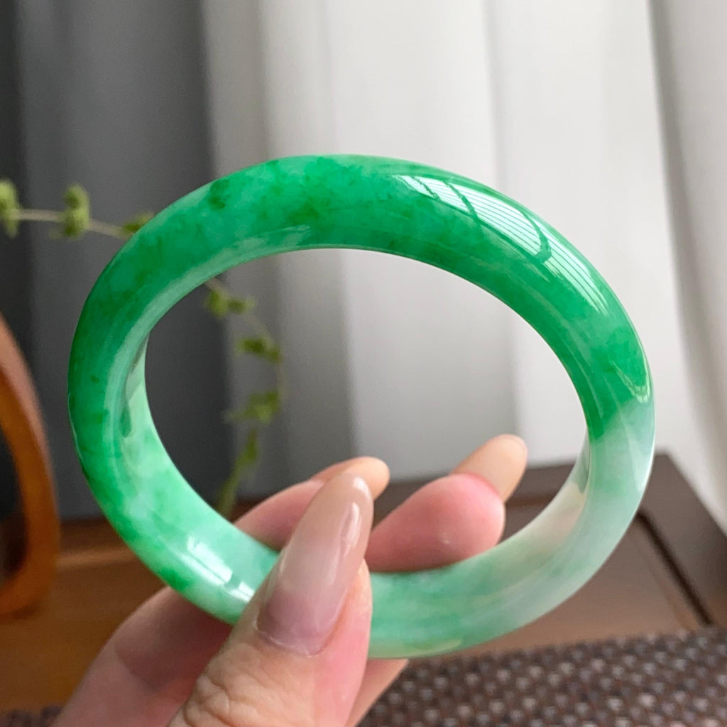 细糯种阳绿平安镯（57圈）（yc247432）