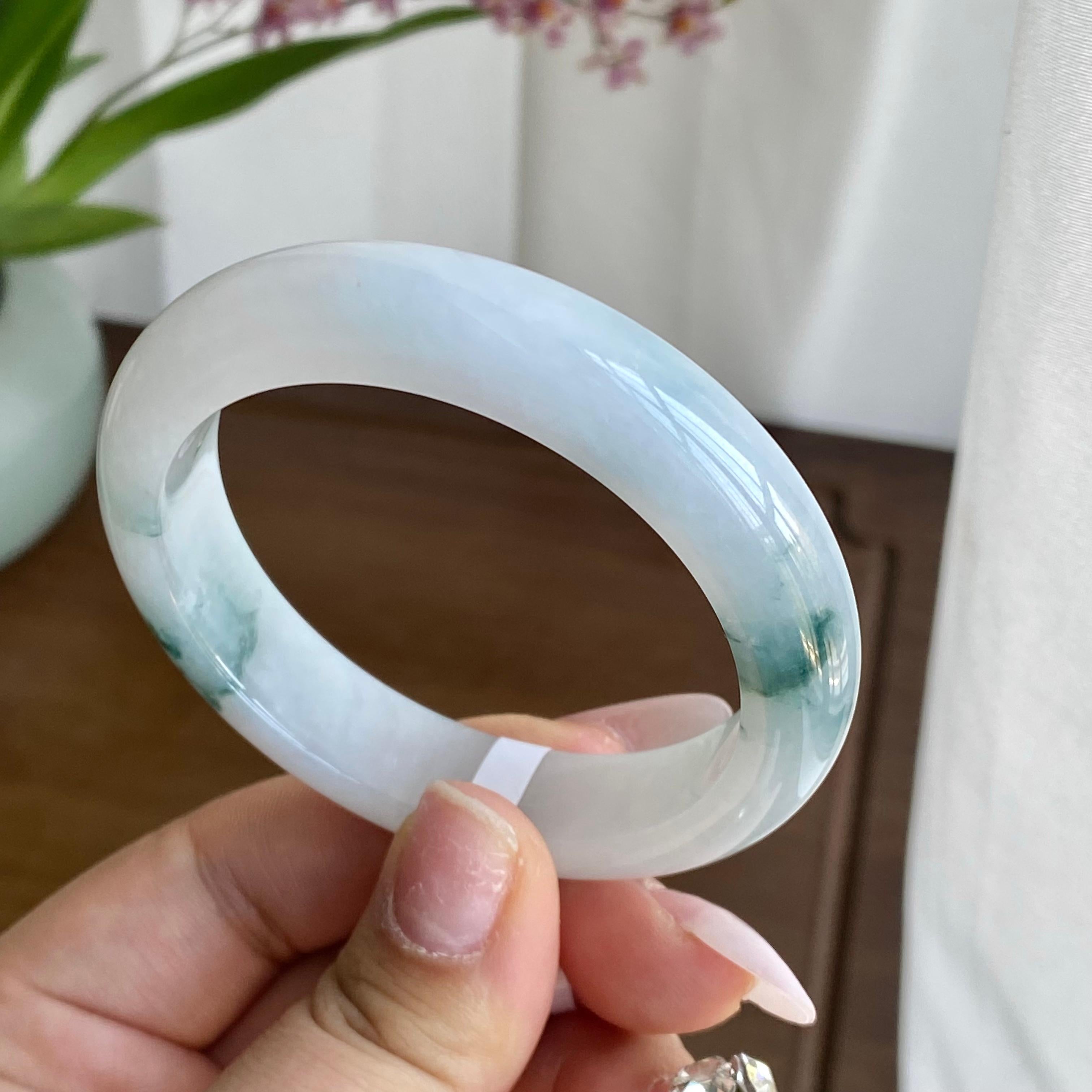 糯冰种飘花手镯（53圈）（yc298421）