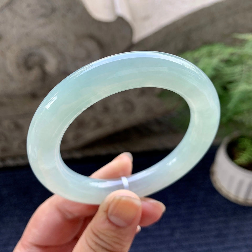 糯冰种晴水圆条手镯（55.3mm）（yc090491）