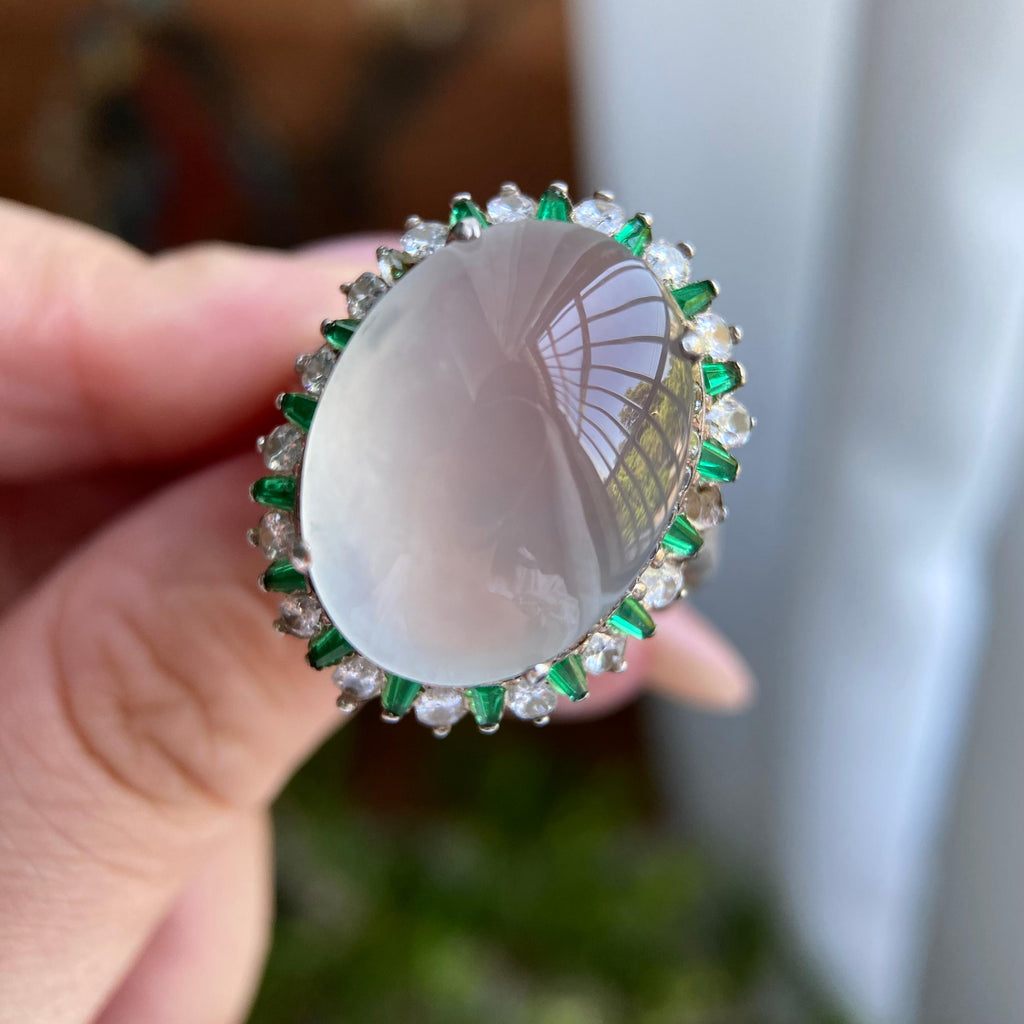 高冰种白月光鸽子蛋戒面裸石（yc234308）