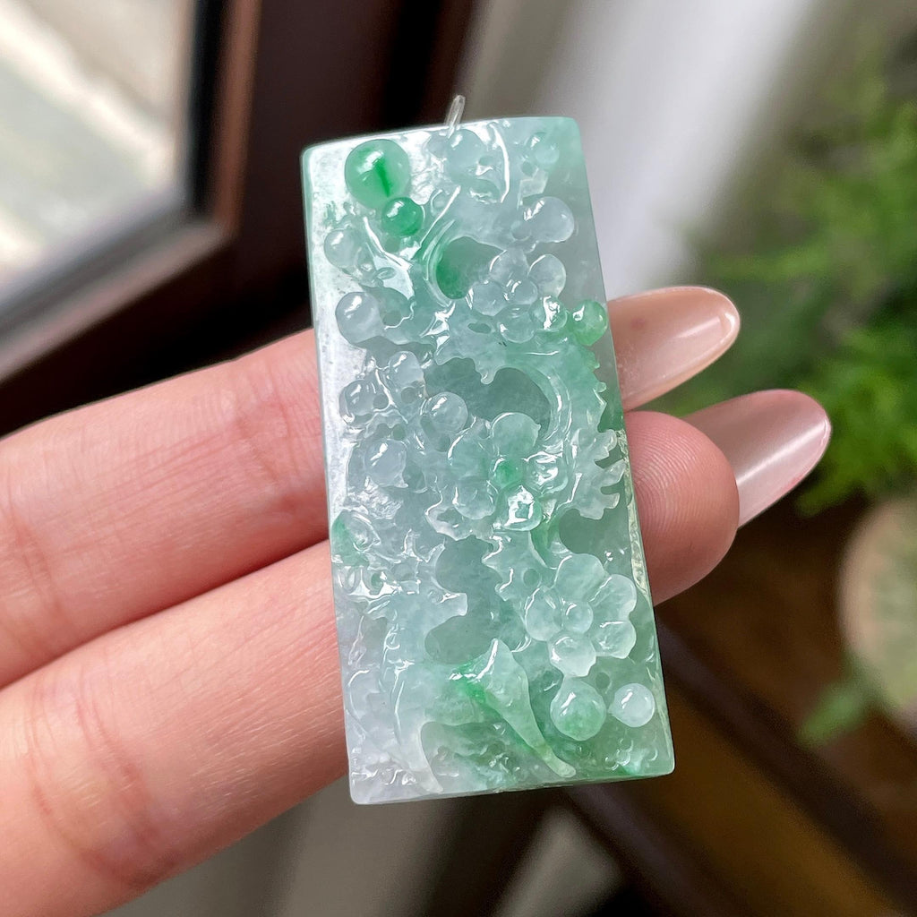 细糯种翠绿一鹿有你牌子挂件 天然缅甸A货翡翠（yc694822）