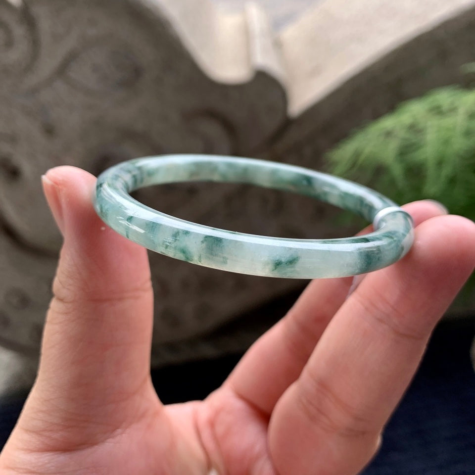 糯种飘花圆条手镯（54.5mm）（yc091801）