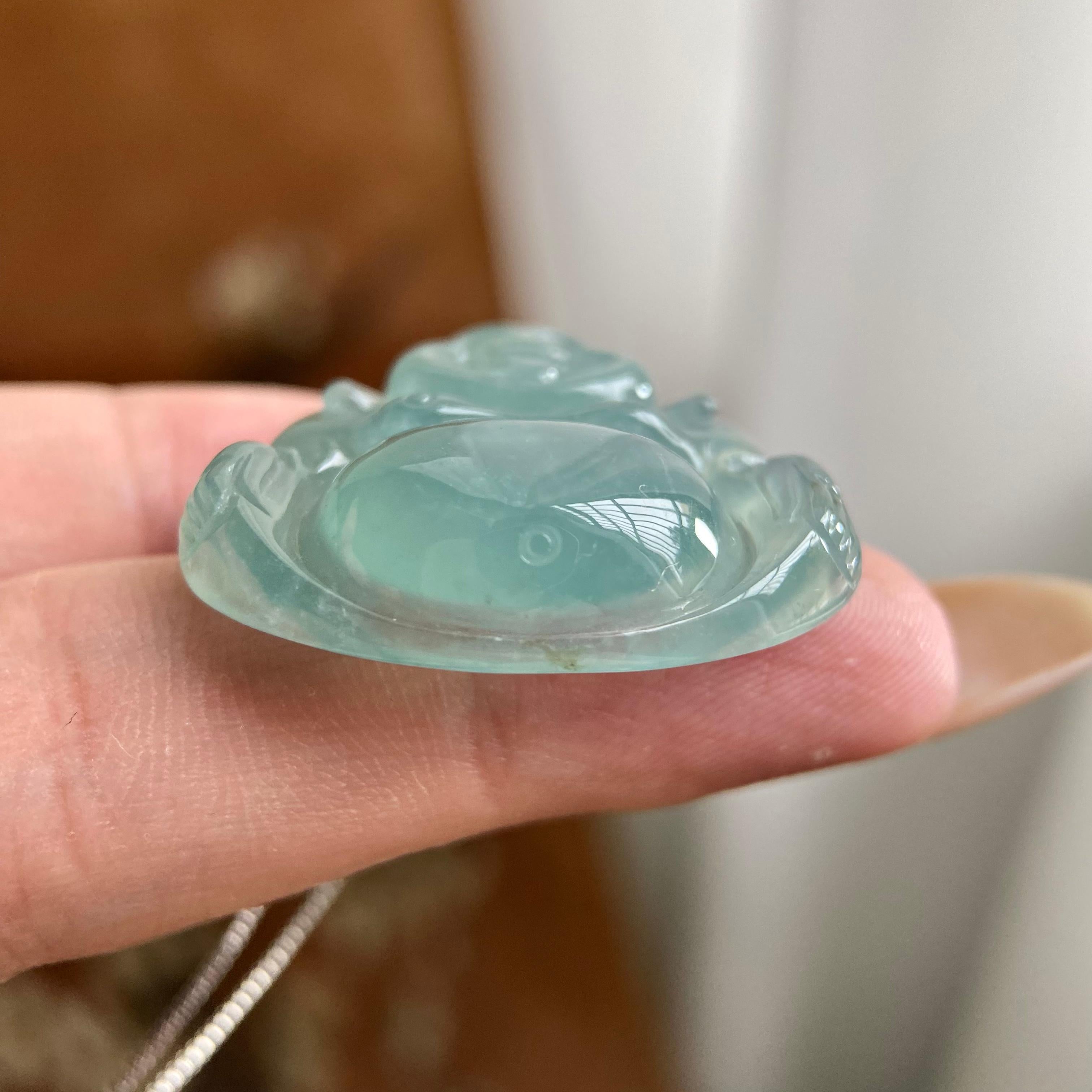 18k金钻镶冰种蓝底佛公吊坠（yc223796）