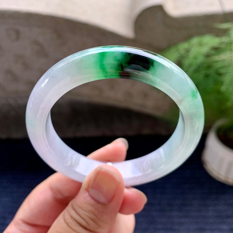 细糯种淡粉底飘花平安镯（54.6mm）（yc117993）