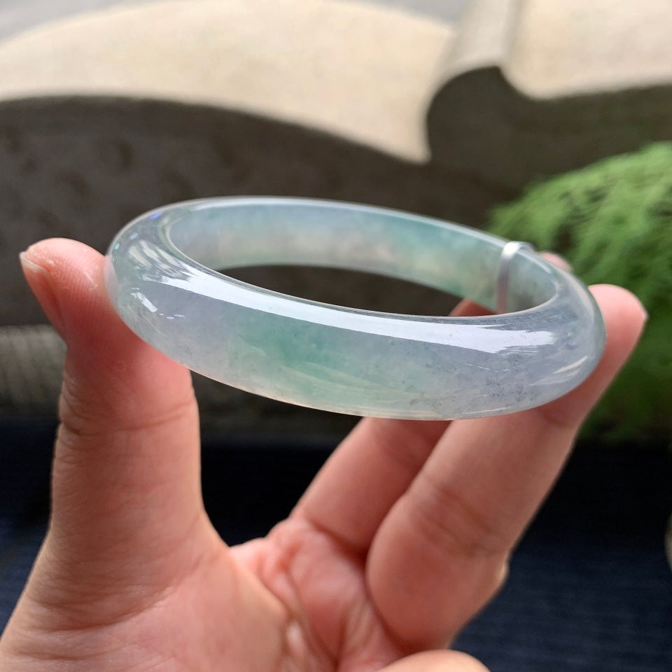 糯冰种飘花平安镯（58.3mm）（yc093391）
