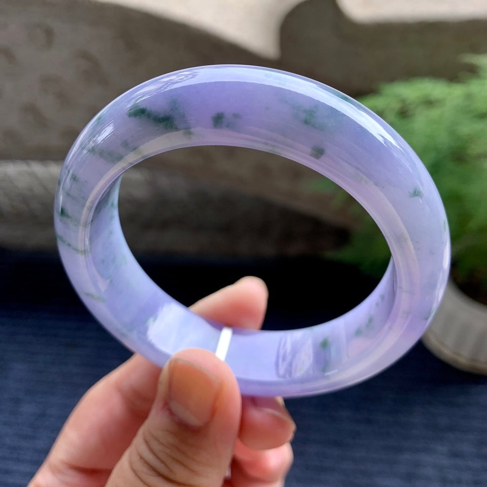 细糯种紫罗兰飘花平安镯（57.2mm）（yc107774）