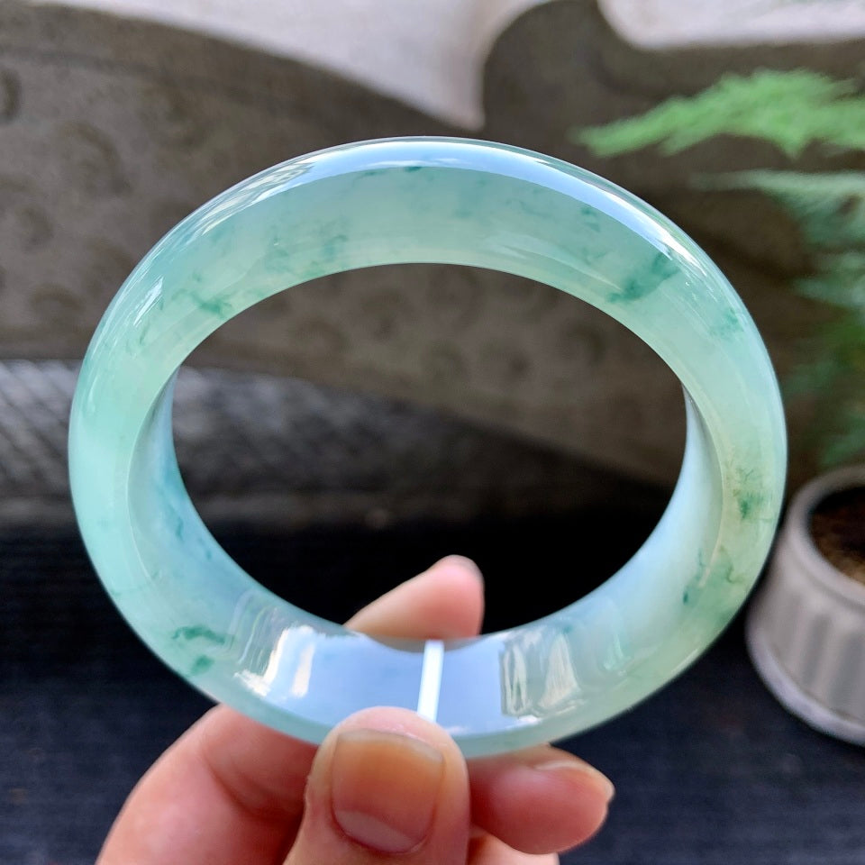 冰种飘花轮胎手镯（58mm）（TF06303323）